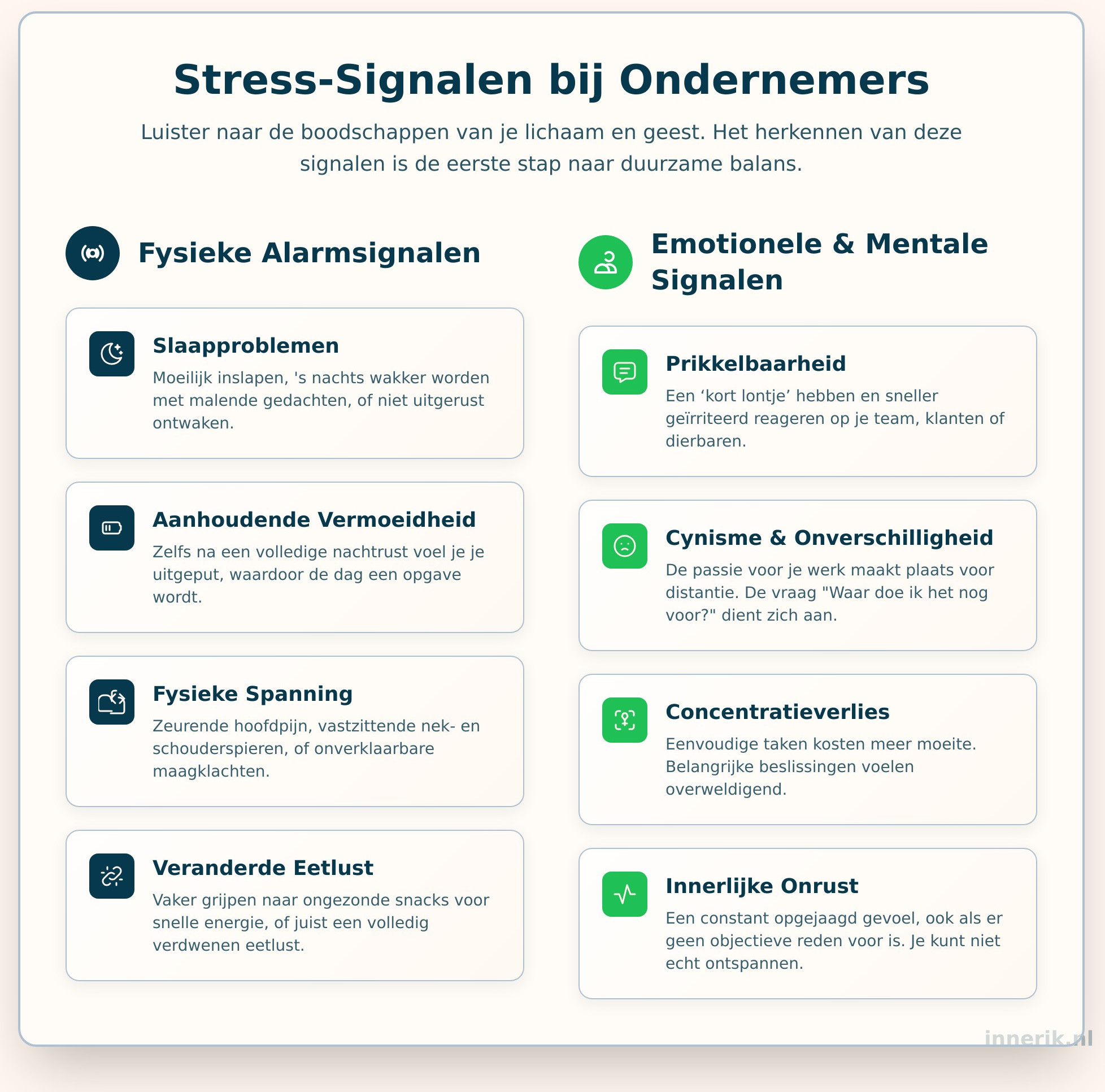 Omgaan met stress als ondernemer: een gids voor innerlijke rust - Infographic